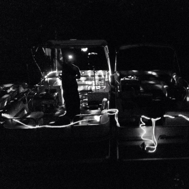 black and white rope lights boat night